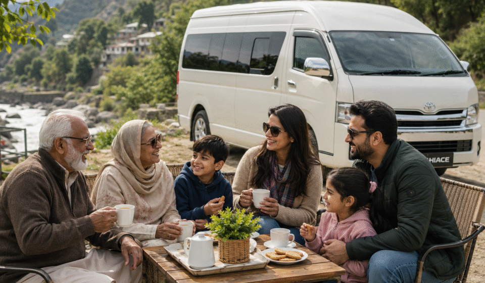 Toyota Hiace for Rent in Islamabad for family long-distance travel